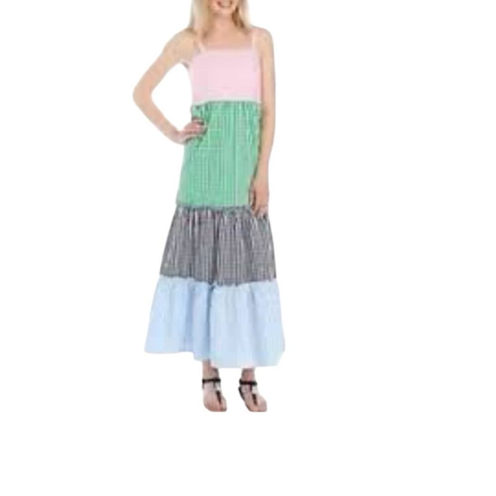 Crown & Ivy  Tiered Ruffle Maxi Dress Checkered Gingham‎ Multi Size S